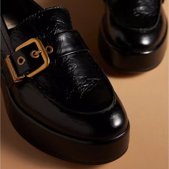 Dolce Vita Black Loafers with Gold Buckle - Picture 2 of 12